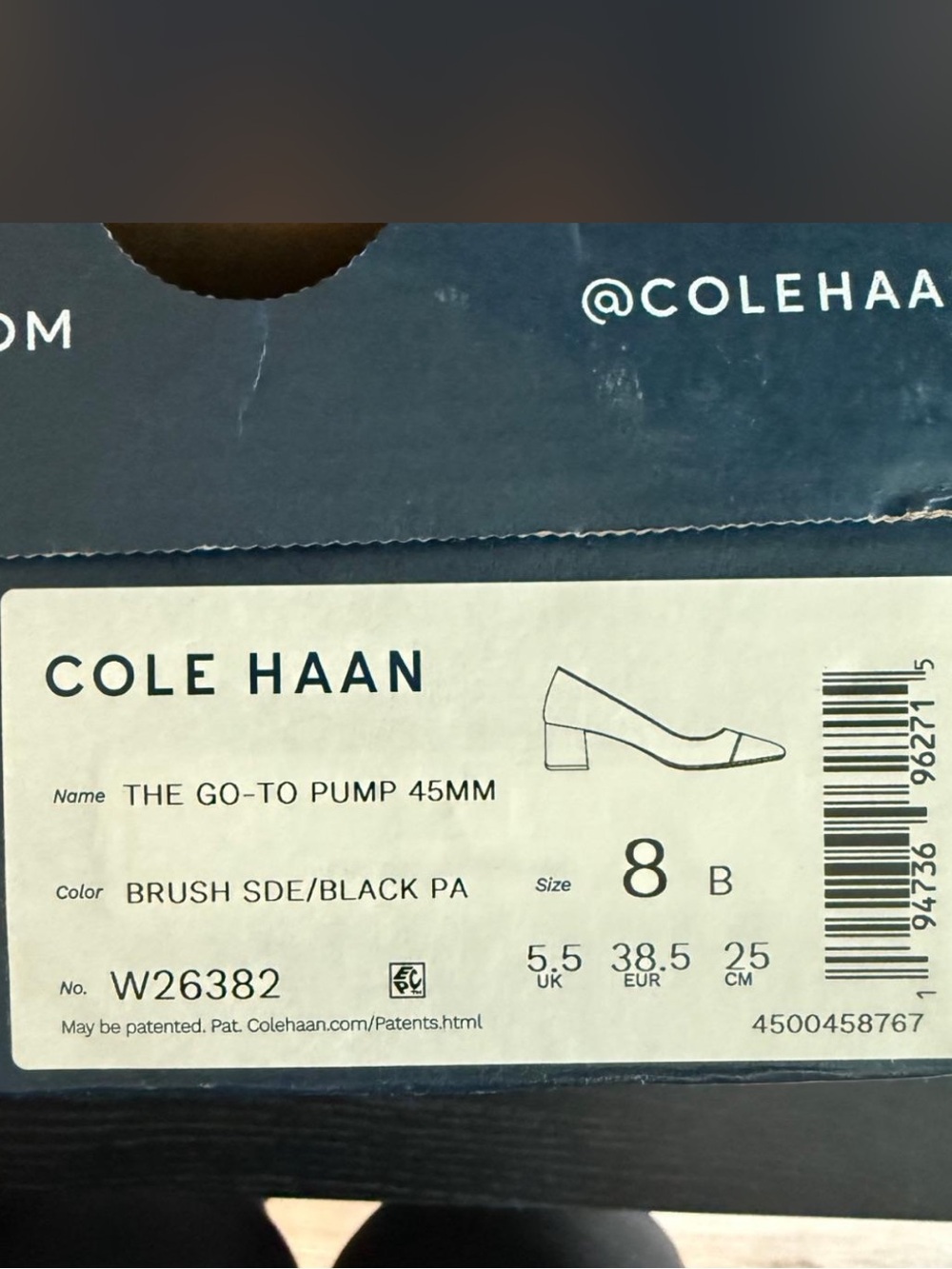 Cole Haan Brush Suede / Black Pointed Block Heel Pump Size 8